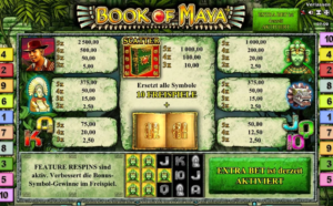 Book of Maya Paytable