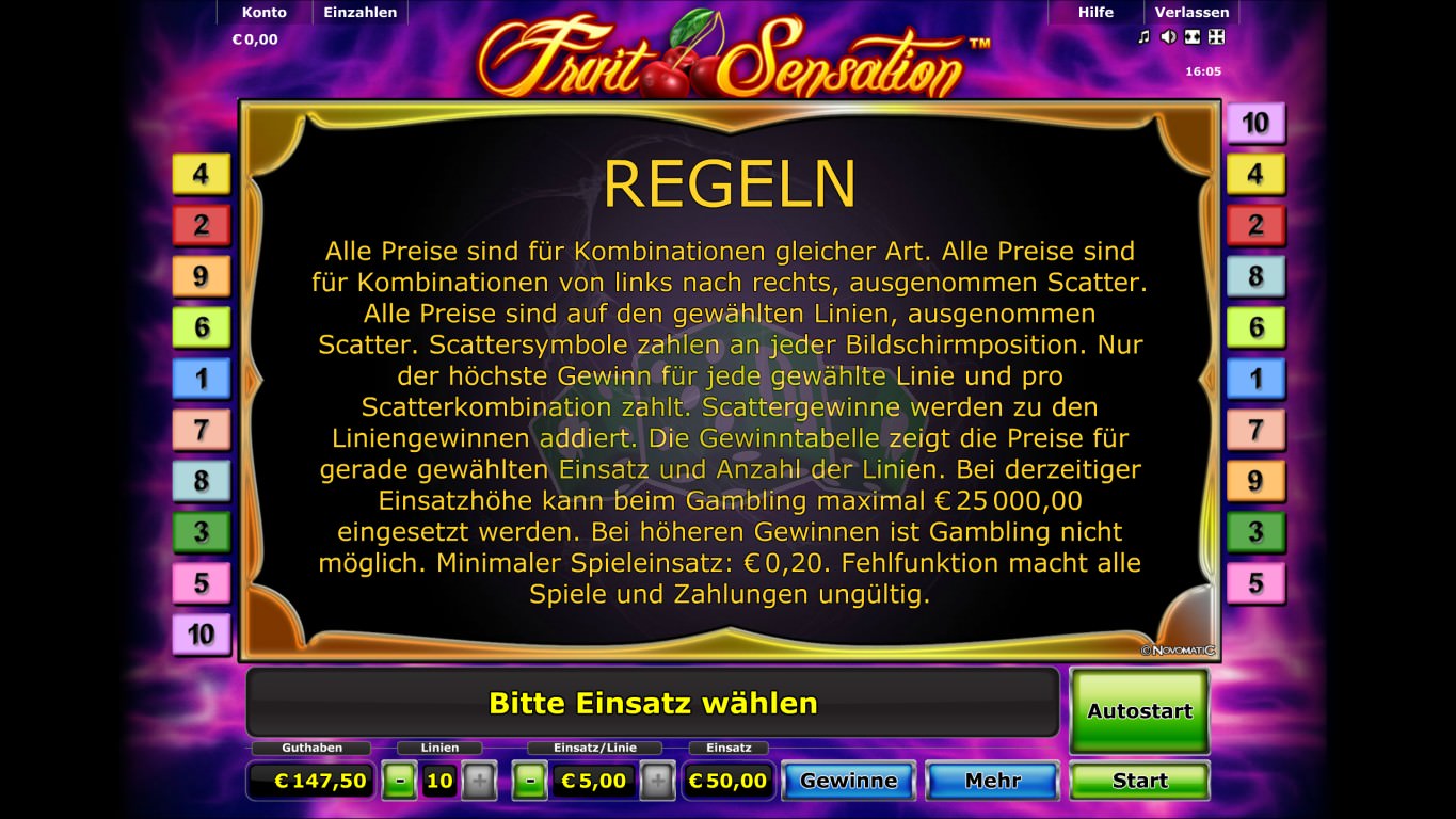 Fruit Sensation Slot von Novoline 3